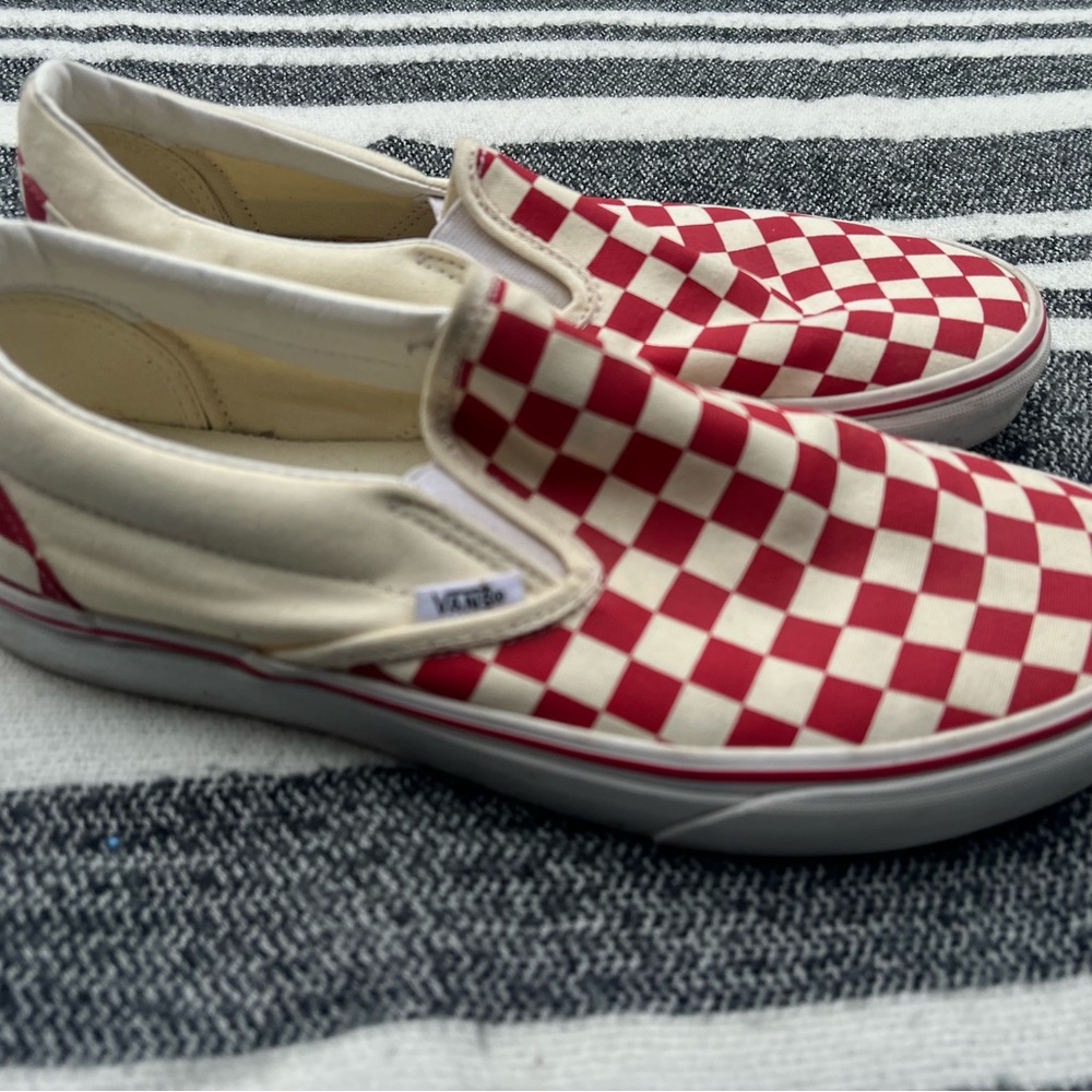Vans Red and White Checkered Sneakers